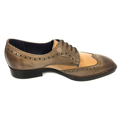 Ropa doble de monje para hombres, zapatos de brogue con detalles en acabado de cuero ceroso