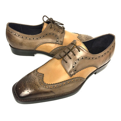 Ropa doble de monje para hombres, zapatos de brogue con detalles en acabado de cuero ceroso