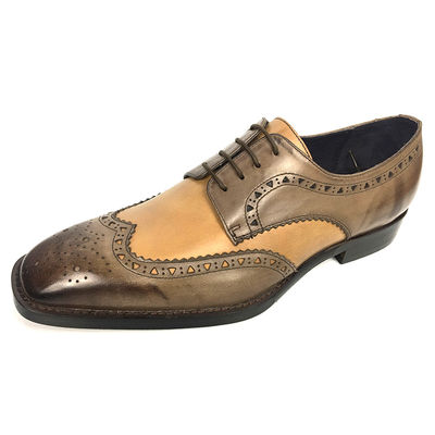 Ropa doble de monje para hombres, zapatos de brogue con detalles en acabado de cuero ceroso