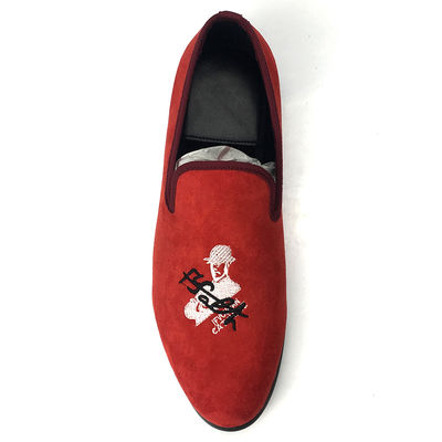 Red Mens Velvet Loafers estilo cráneo Custom Men Flat Casual zapatos Muestra disponible