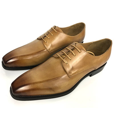 Alturas de aumento de elevación de vestidos zapatos hombres de cuero Oxford con dedos cuadrados