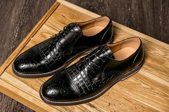 Zapatos de piel de cocodrilo Patina para hombres, Brogue Wingtips Zapatos de hombre de cuero exótico
