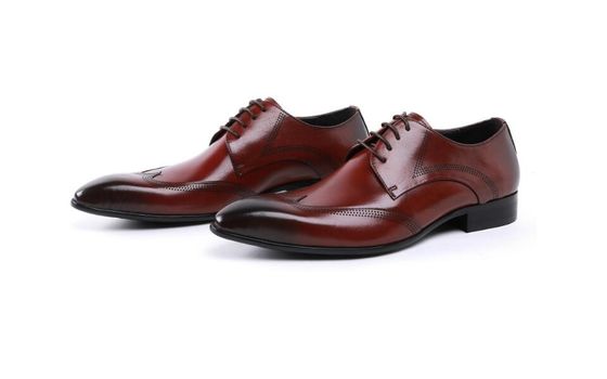 Brogue personalizado Marrón, calzado de cuero, vestido cómodo para hombres.