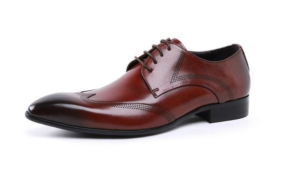 Brogue personalizado Marrón, calzado de cuero, vestido cómodo para hombres.