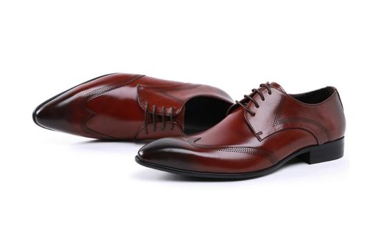 Brogue personalizado Marrón, calzado de cuero, vestido cómodo para hombres.