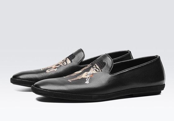 Loafers de cuero plano y suave pintados a mano, imprimidos para hombres Loafers con patrones