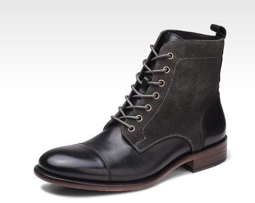 Moda duradera colorida de cuero de invierno hombre estilo militar botas impermeables