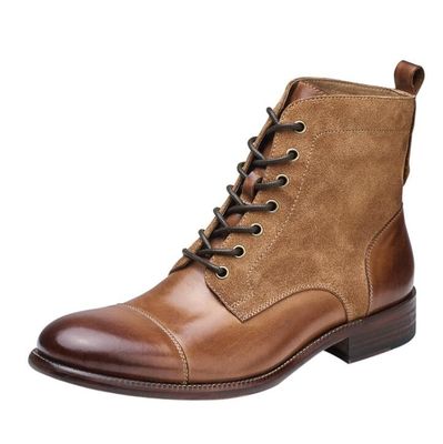Moda duradera colorida de cuero de invierno hombre estilo militar botas impermeables
