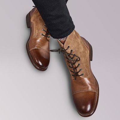 Moda duradera colorida de cuero de invierno hombre estilo militar botas impermeables