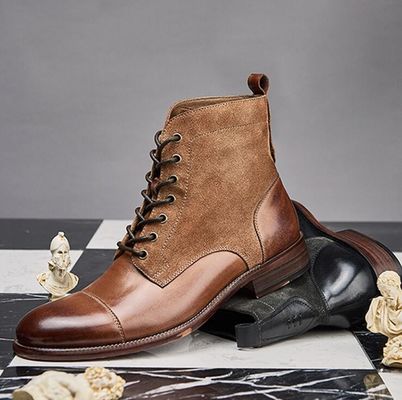 Moda duradera colorida de cuero de invierno hombre estilo militar botas impermeables