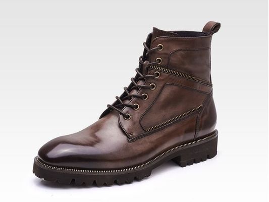 Botas de ejercito de cuero auténtico y transpirables Botas de entrenamiento impermeables para hombres