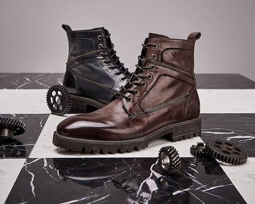 Botas de ejercito de cuero auténtico y transpirables Botas de entrenamiento impermeables para hombres