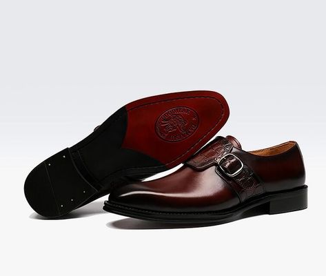 Lujo hombre Monje zapatos con correa / zapatos de cuero genuino puro estilo italiano Loafer para hombres