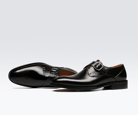 Zapatos de hombre de cuero de Oxford con hebilla de vestir de color verde / negro Zapatos de hombre de vestir de negro