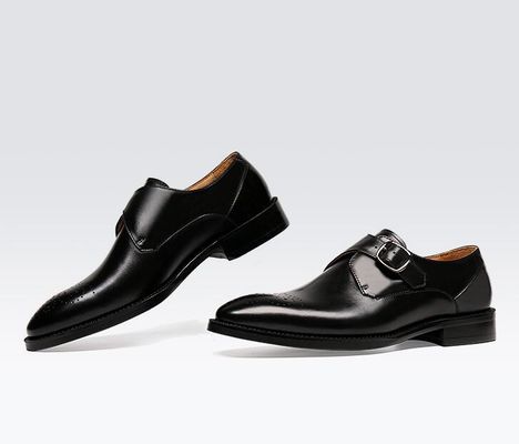 Zapatos de hombre de cuero de Oxford con hebilla de vestir de color verde / negro Zapatos de hombre de vestir de negro