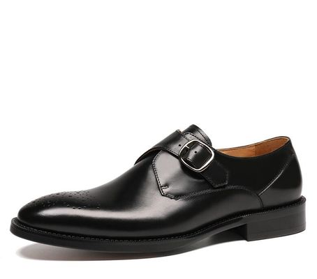 Zapatos de hombre de cuero de Oxford con hebilla de vestir de color verde / negro Zapatos de hombre de vestir de negro
