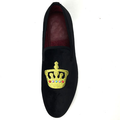 Lujo hombre negro de terciopelo Loafers dedo redondo respirable para la fiesta / noche