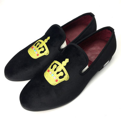 Lujo hombre negro de terciopelo Loafers dedo redondo respirable para la fiesta / noche