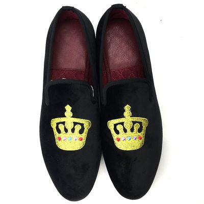 Lujo hombre negro de terciopelo Loafers dedo redondo respirable para la fiesta / noche