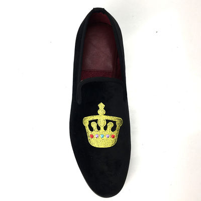 Lujo hombre negro de terciopelo Loafers dedo redondo respirable para la fiesta / noche