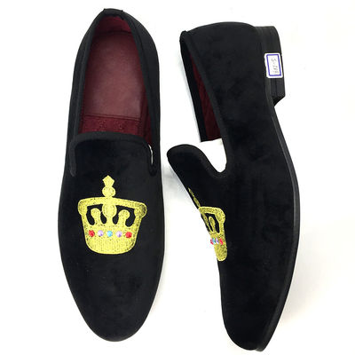 Lujo hombre negro de terciopelo Loafers dedo redondo respirable para la fiesta / noche