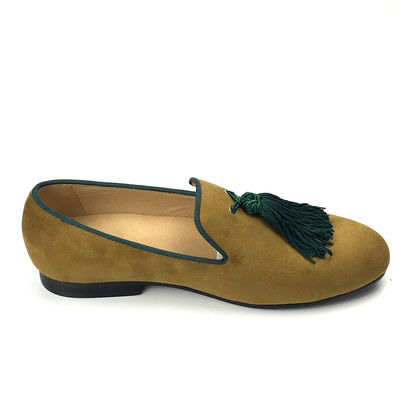 Muñecos de terciopelo amarillos para hombres zapatos personalizados Muñecos de cuero de punta