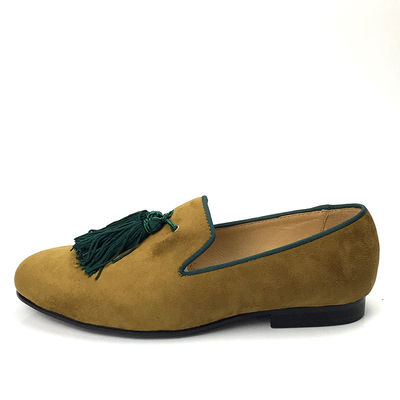Muñecos de terciopelo amarillos para hombres zapatos personalizados Muñecos de cuero de punta