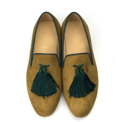 Muñecos de terciopelo amarillos para hombres zapatos personalizados Muñecos de cuero de punta