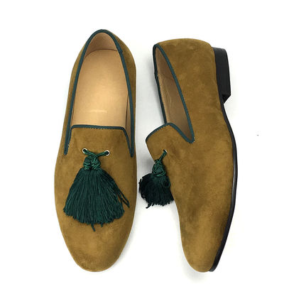 Muñecos de terciopelo amarillos para hombres zapatos personalizados Muñecos de cuero de punta