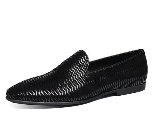 Pantalones de cuero italianos marrones para hombres Pantalones de cuero tejidos con patrón ondulado