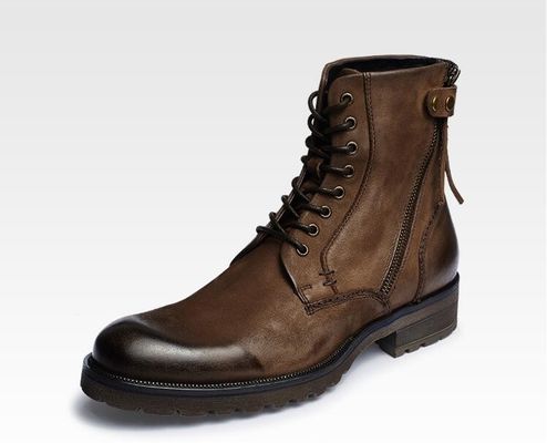Las botas de encaje masculino de tobillo resistentes para el uso casual de las botas masculinas de cuero de vaquero