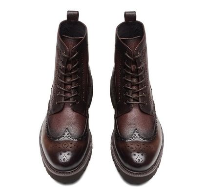 Botas de cuero caliente, zapatos de trabajo para hombres tipo cerradura.