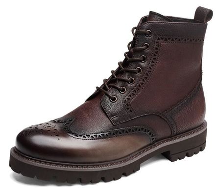 Botas de cuero caliente, zapatos de trabajo para hombres tipo cerradura.