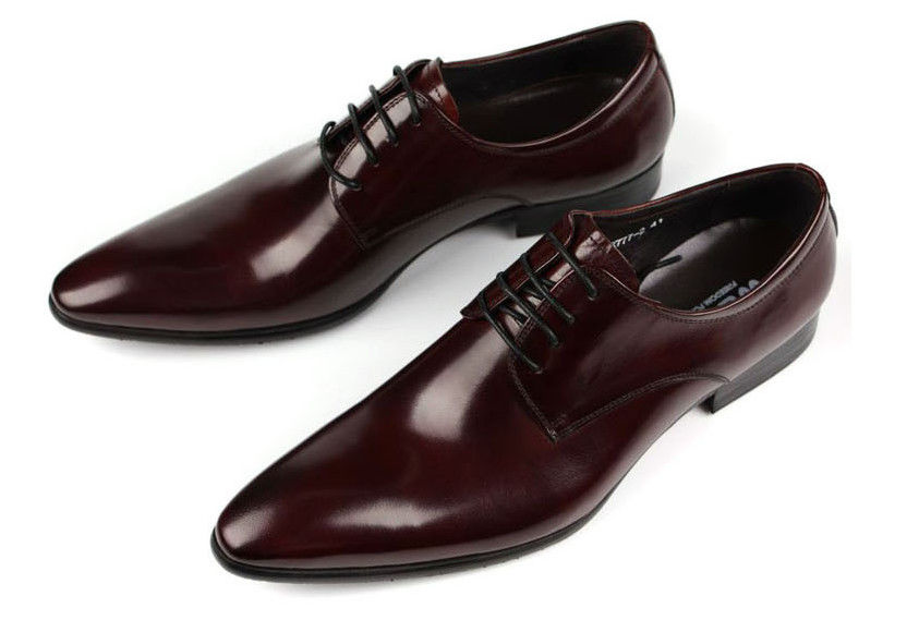 Calzado de vestir de cuero para hombres de estilo Oxford Rojo oscuro / Negro Calzado de vestir de encaje