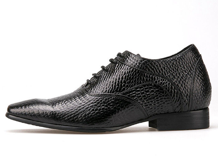 7 Cm Negro Talón grueso Vestido de novia de hombre Negro / marrón Zapatos de hombre Patente zapatos de cuero