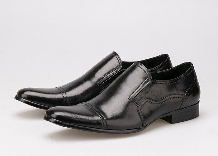 Negocios formales Vestido de novia de hombre Sapatos resistentes al desgaste de cuero negro plano
