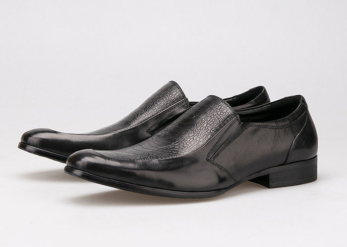 Slip On Round Toe Hombres zapatos de vestido formal estilo Oxford zapatos de vestido de cuero de grano completo