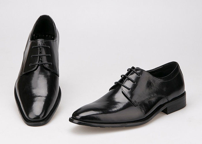 Hombres de piso vestido formal zapatos negros de cuero genuino zapatos de encaje para oficina de negocios