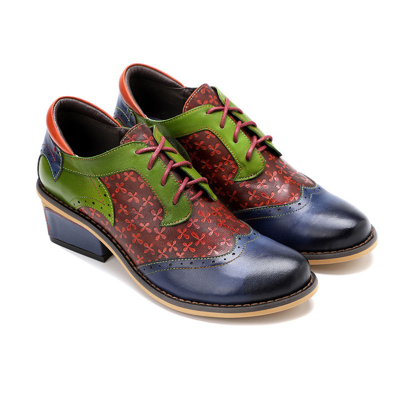 Brogue Oxford hecha a mano zapatos de mujer cordones hasta el vestido zapatos 36-42 tamaño