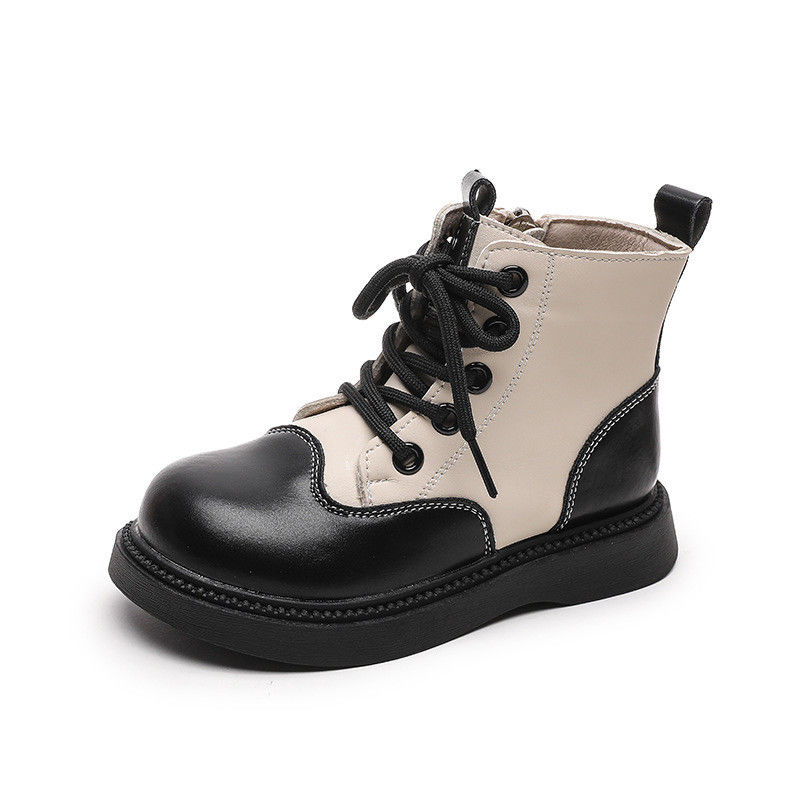 Zapatos escolares de cuero para niños duraderos con punta redonda y cordones para mayor comodidad