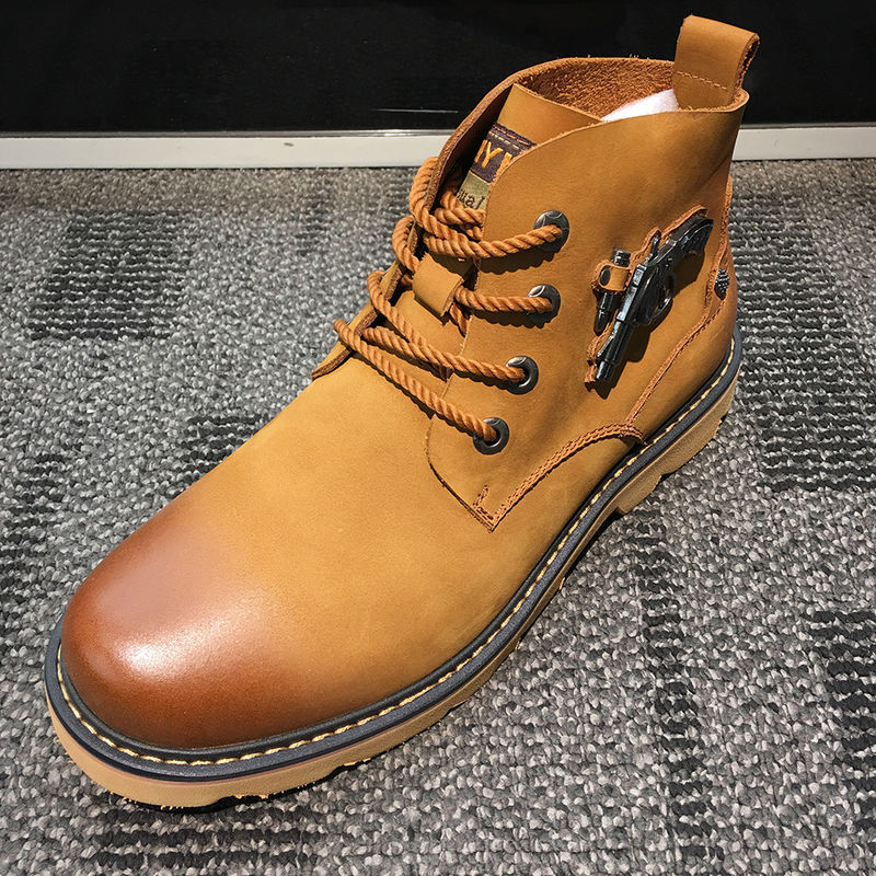 Botas de cuero para hombres para motocicletas, plataformas, tacón alto, zapatillas de tenis.