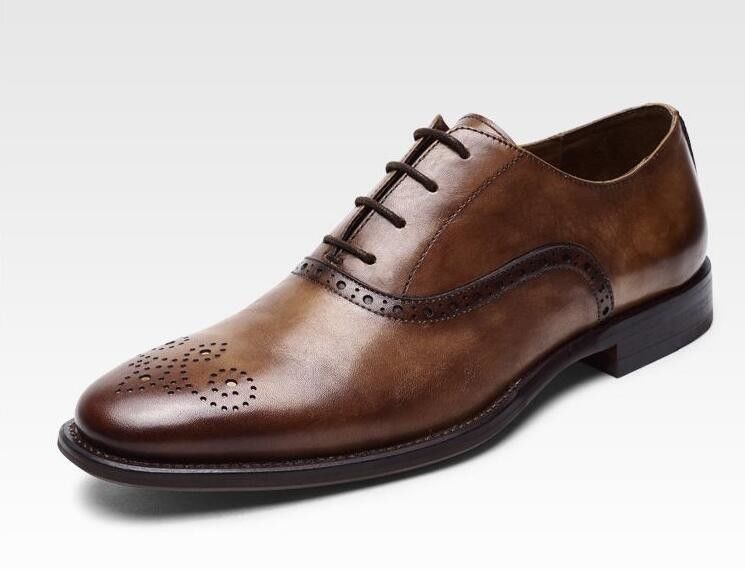 Lace Up Men Brogue zapatos de taco bajo de lujo zapatos de vestir con tamaño 37 - 48