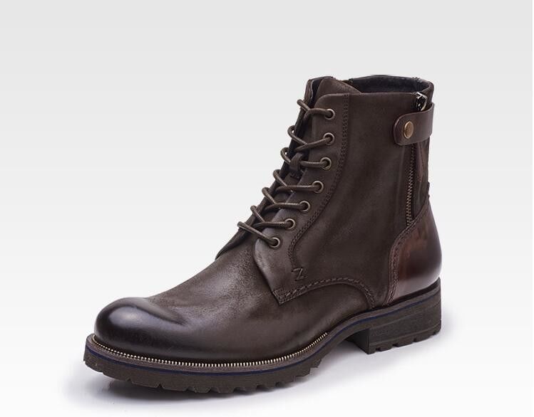 Tamaño normal Hombres Marrón Botas de Chelsea De cuero de grano completo zapatos de alta parte Casual