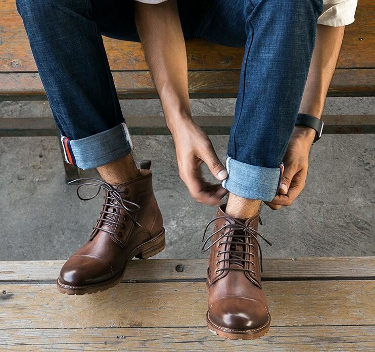 Zapatos para hombres con dedos redondos elevadores, transpirables, de cuero genuino, zapatos para invierno.