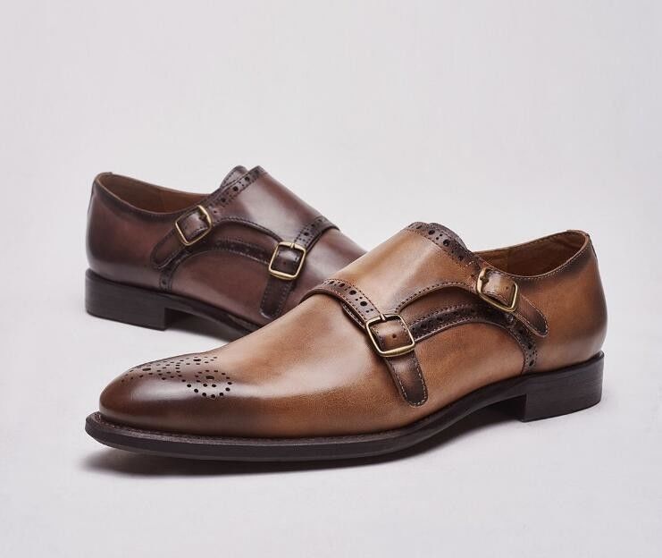 zapatos de cuero para hombres en brogue detallado