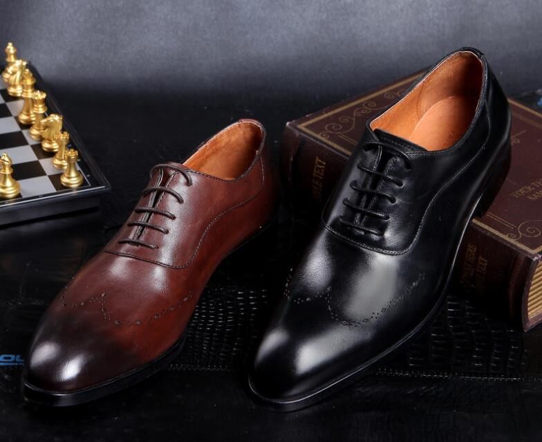 Hombres de moda vestidos formales zapatos, Brogue escondido tacones altos calzado de cuero para hombres
