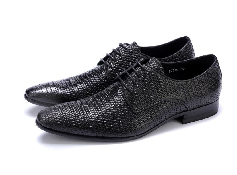 Todo tejido, brillante, de verdadero cuero para hombre, zapatos, zapatos de cuero Oxford, zapatos para hombres.