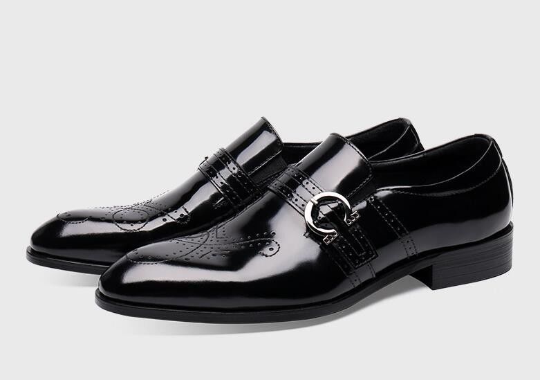 Calzado confortable de hombre con cordones de monje italiano negro Calzado de hombre