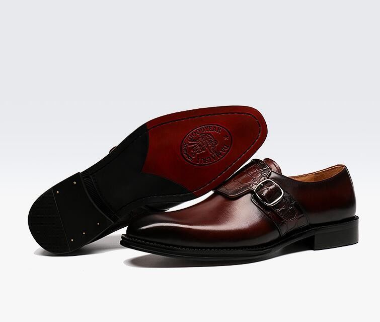 Lujo hombre Monje zapatos con correa / zapatos de cuero genuino puro estilo italiano Loafer para hombres