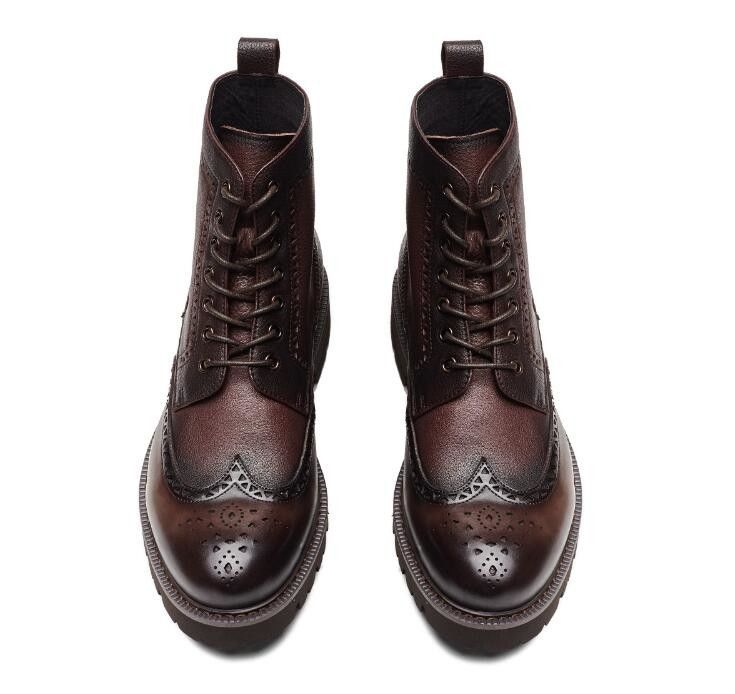 Botas de cuero caliente, zapatos de trabajo para hombres tipo cerradura.